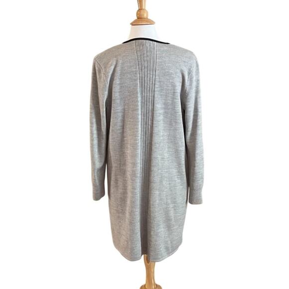 Talbots Gray Merino Wool Blend Long Cardigan Coat / Duster Open Front, Size LP - Picture 3 of 10